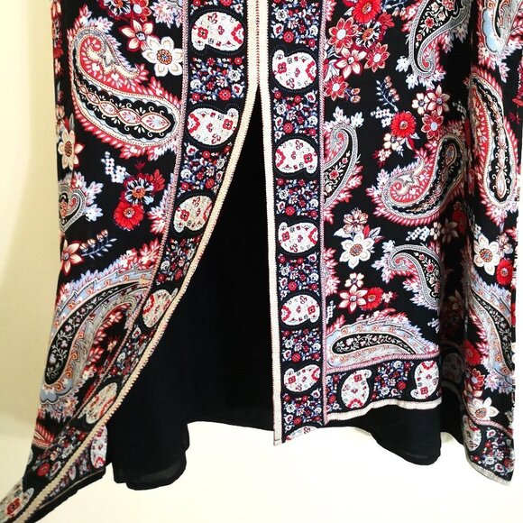 J. Jill Sleeveless Paisley Print Split Back Layered Long Tunic Top Size L - Picture 5 of 6